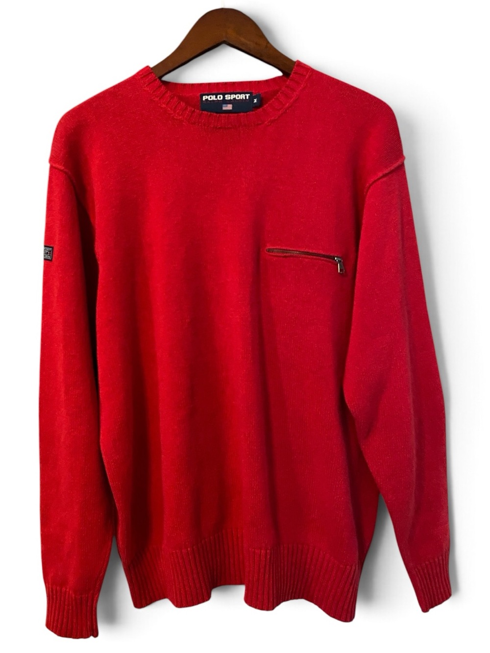 Vintage Ralph Lauren Polo Sport Knit Sweater Men’s M Red 90s Streetwear Pullover